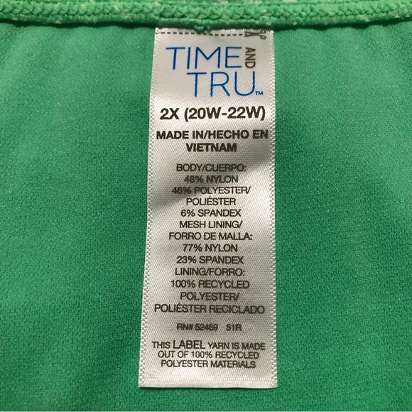 NWT Time and Tru Women’s Plus Mid-Rise Cheeky Green Gingham Bikini Bottom 2X - Picture 4 of 9